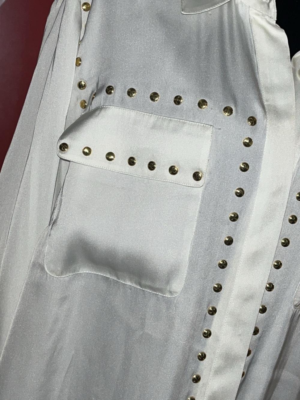 MICHAEL Michael Kors White Studded Button-Front Blouse - Picture 4 of 4